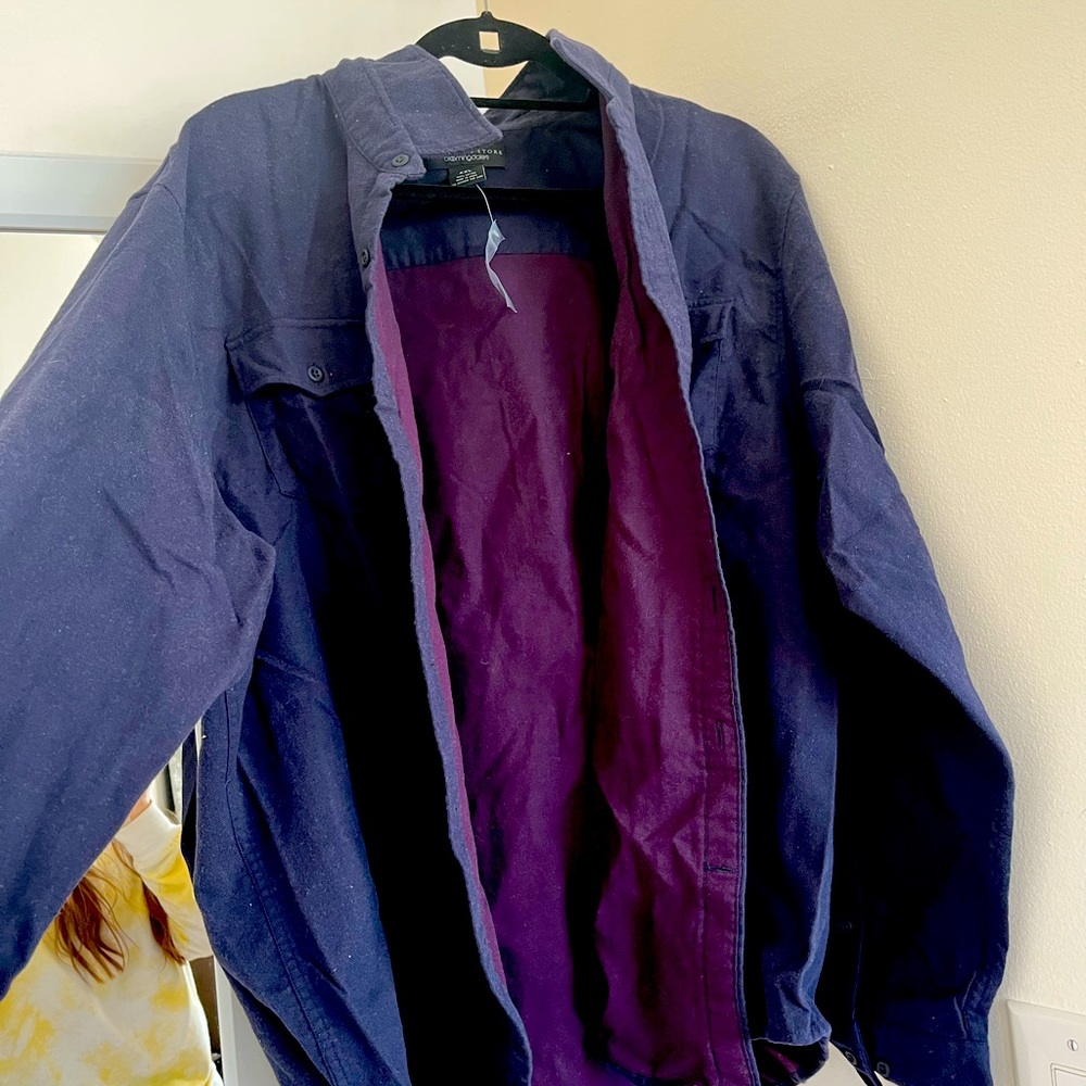 Mens 100% Cotton Blue/Grey Button Down NWT